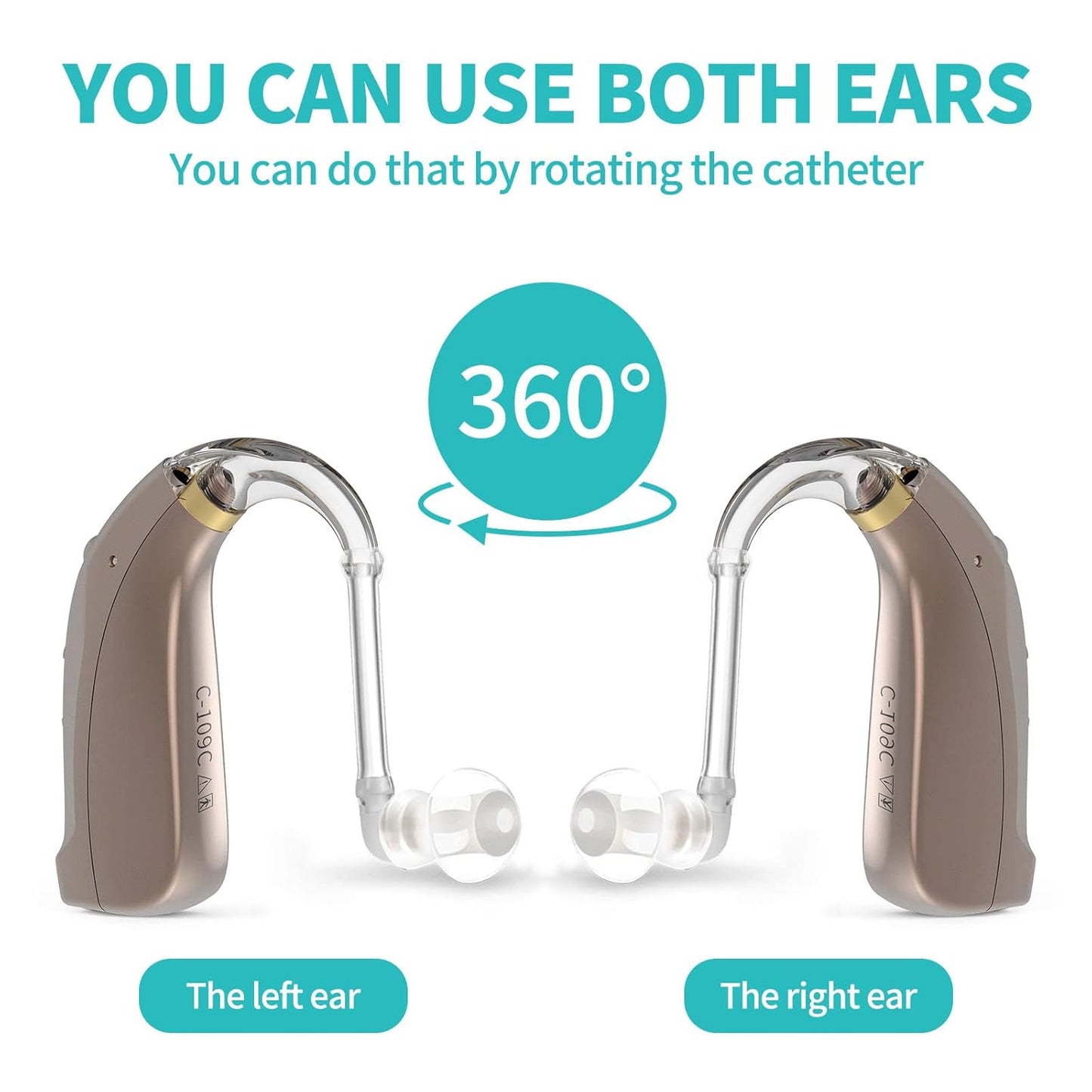 coniler Behind the Ear Hearing Aids 109K, 4 Channel Dual Noise Reduction, Waterproof & Sweat-Proof, Digital Hearing Amplifier Rechargeable, Easy Control for Senior, Compatible with Left & Right Ear