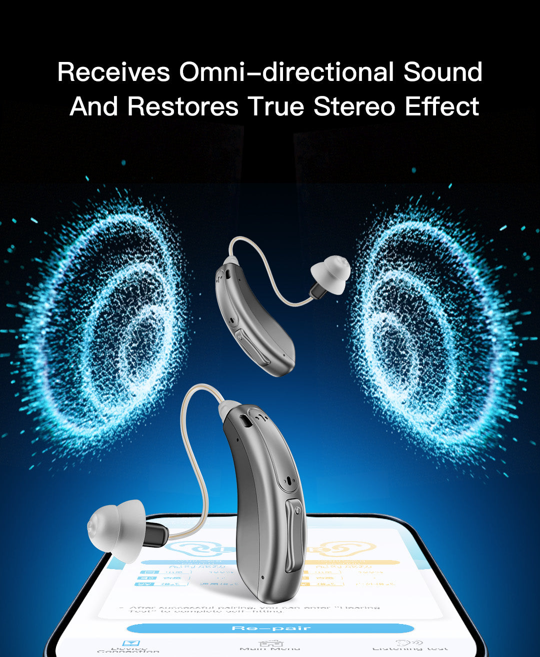 Coniler Rechargeable Bluetooth Hearing Aids, App-Controlled with Noise Cancelling, Tinnitus Masking, Multiple Sound Modes