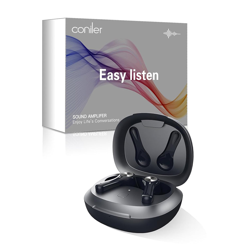 Coniler A28 Hearing Aids Rechargeable for Seniors, Crystal Clear Sound, Auto Bluetooth, Noise Cancelling, 16 Channel Digital Hearing Amplifier with Portable Charging Case