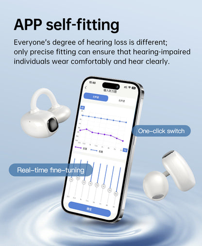 AI Rechargeable Clip-On Hearing Aids with App Self-Fitting