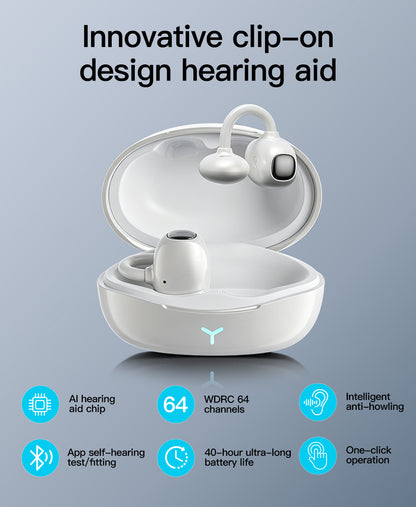 AI Rechargeable Clip-On Hearing Aids with App Self-Fitting