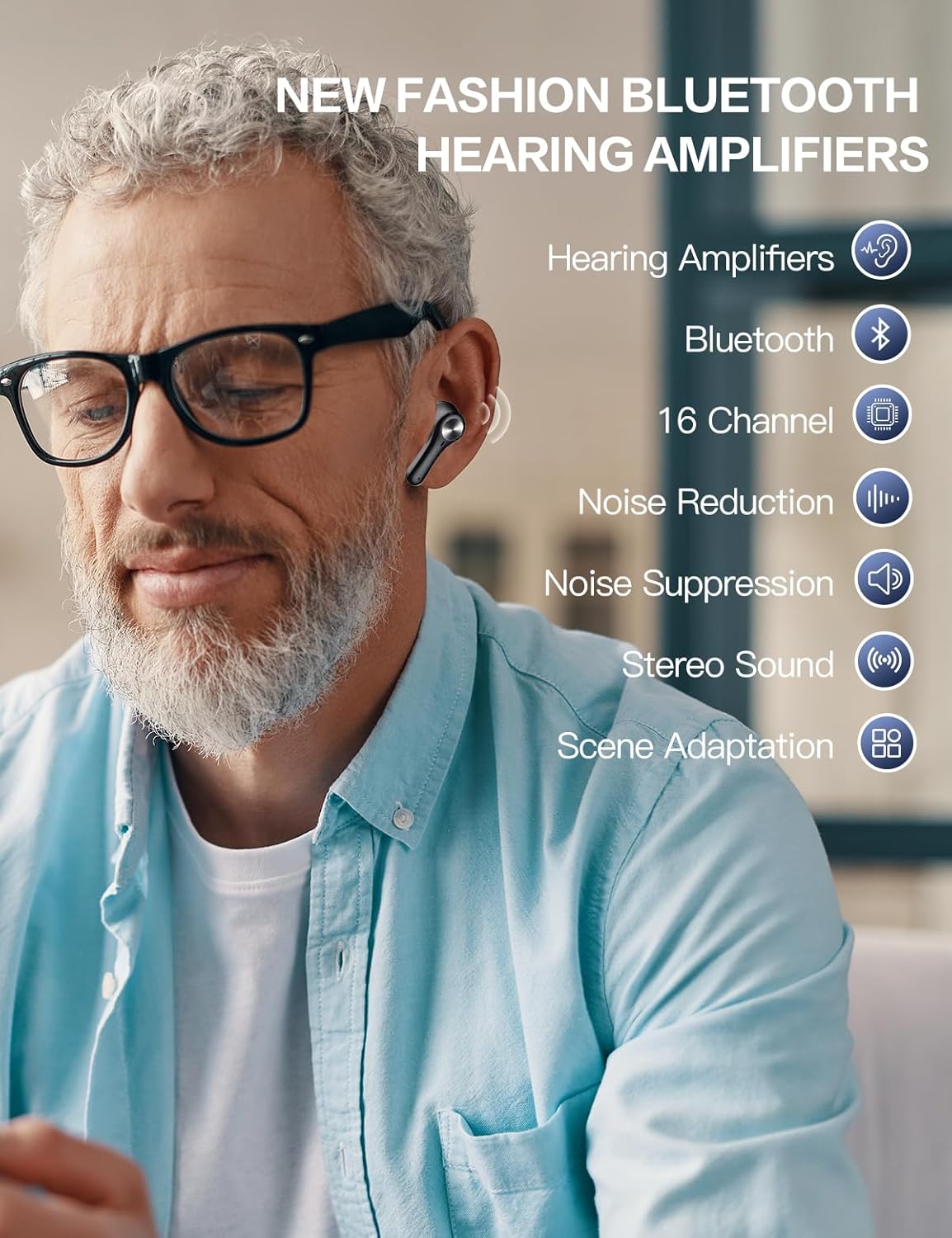 Coniler A28 Hearing Aids Rechargeable for Seniors, Crystal Clear Sound, Auto Bluetooth, Noise Cancelling, 16 Channel Digital Hearing Amplifier with Portable Charging Case