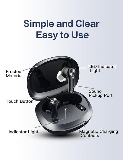 Coniler A28 Hearing Aids Rechargeable for Seniors, Crystal Clear Sound, Auto Bluetooth, Noise Cancelling, 16 Channel Digital Hearing Amplifier with Portable Charging Case