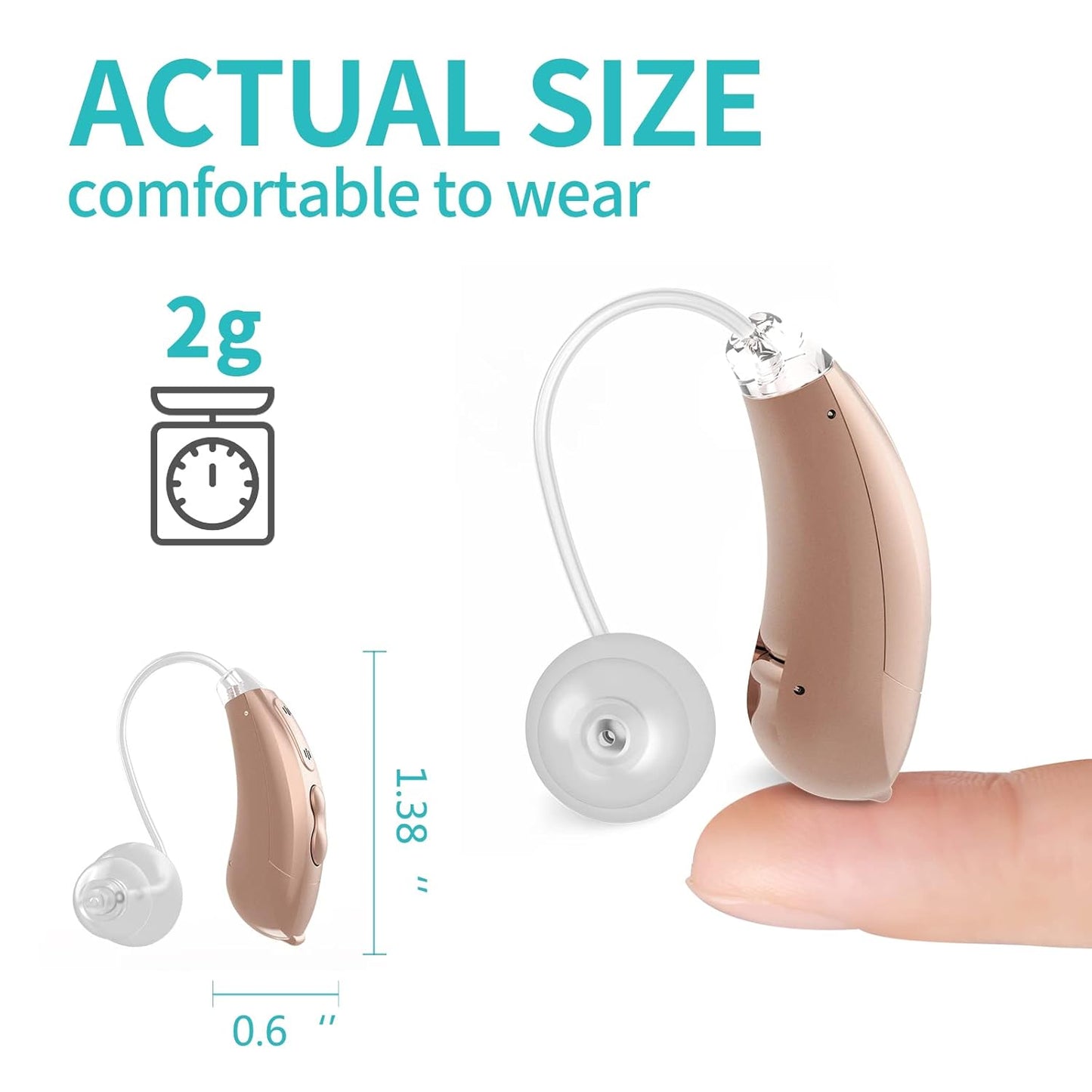 coniler Hearing Aids with Batteries for Adults and Seniors (A Pair), BTE Digital Sound Amplifiers Wearing in Either Ear with Noise Reduction