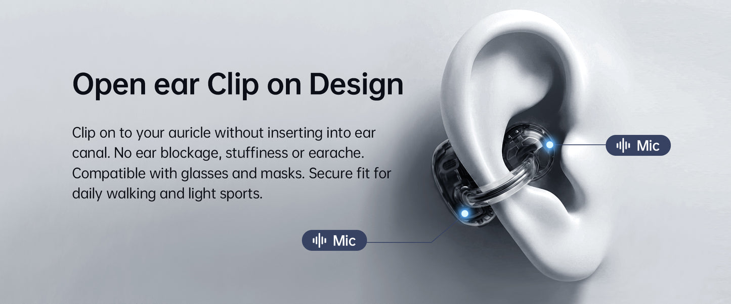 Coniler Rechargeable Open-Ear Clip-On OTC Hearing Aids for Adults
